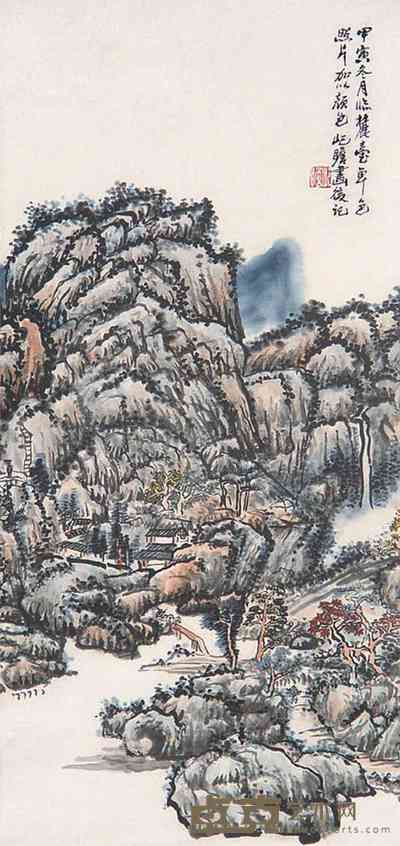 朱屺瞻 山水 立轴 55×26cm
